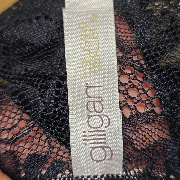 Gilligan & O'Malley Black and Pink Lace Panties with Sheer Floral Design L - Picture 2 of 3